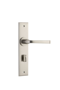 Annecy Lever - Chamfered Backplate (Handles Only) Satin Nickel / Privacy