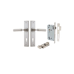 Berlin Lever - Chamfered Backplate Entrance Kit with High Security Lock Satin Nickel / Solid Brass
