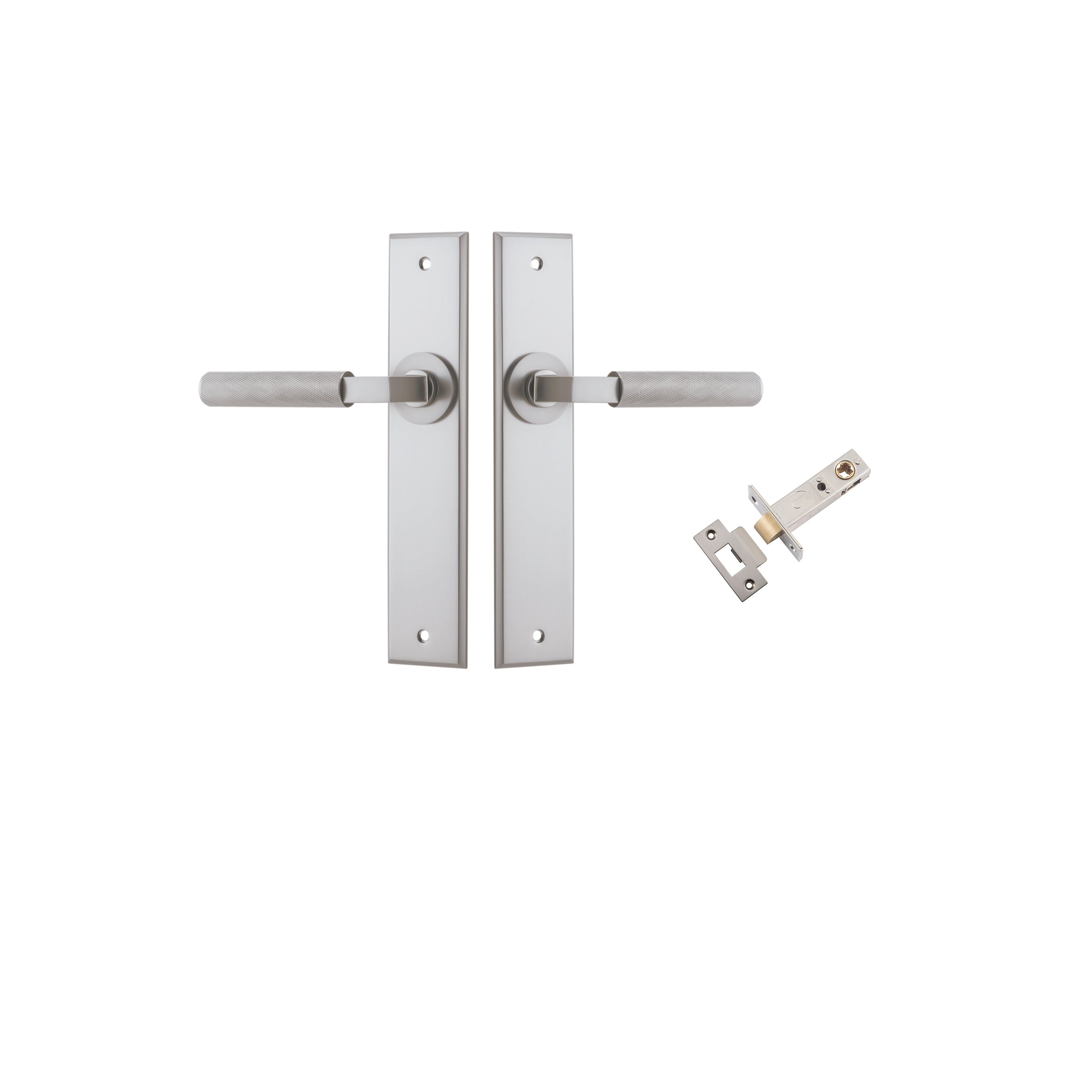 Brunswick Lever - Chamfered Backplate Passage Kit Satin Nickel / Solid Brass