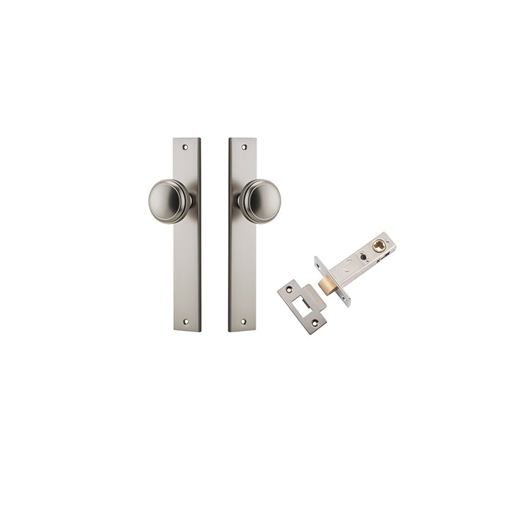 Paddington Knob - Rectangular Backplate Passage Kit Satin Nickel / Solid Brass
