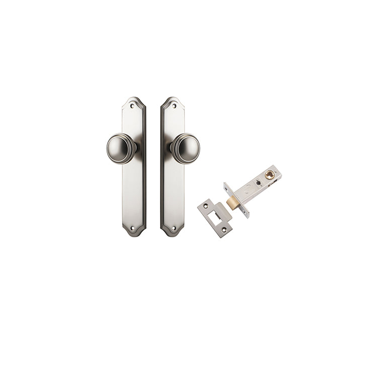 Paddington Knob - Shouldered Backplate Passage Kit Satin Nickel / Solid Brass