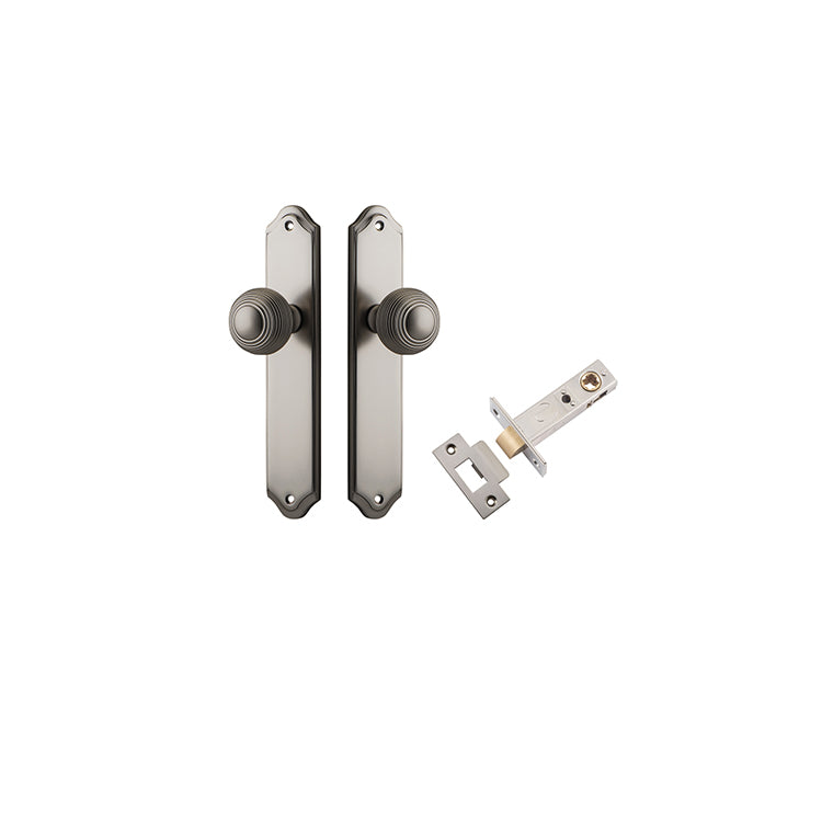 Guildford Knob - Shouldered Backplate Passage Kit Satin Nickel / Solid Brass