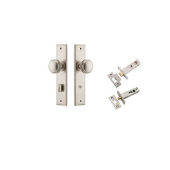 Paddington Knob - Chamfered Backplate Privacy Kit with Privacy Turn Satin Nickel / Solid Brass