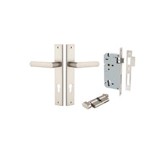 Osaka Lever - Rectangular Backplate Entrance Kit with High Security Lock Satin Nickel / Solid Brass