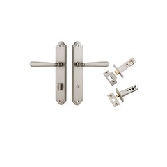 Copenhagen Lever - Shouldered Backplate Privacy Kit with Privacy Turn Satin Nickel / Solid Brass