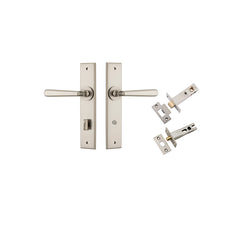 Copenhagen Lever - Chamfered Backplate Privacy Kit with Privacy Turn Satin Nickel / Solid Brass