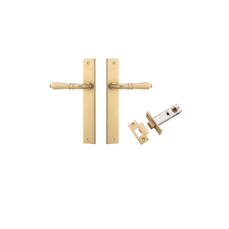 Sarlat Lever - Rectangular Backplate Passage Kit Satin Brass / Solid Brass