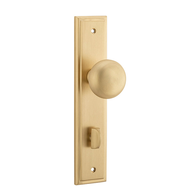 Cambridge Knob - Stepped Backplate Satin Brass / Solid Brass