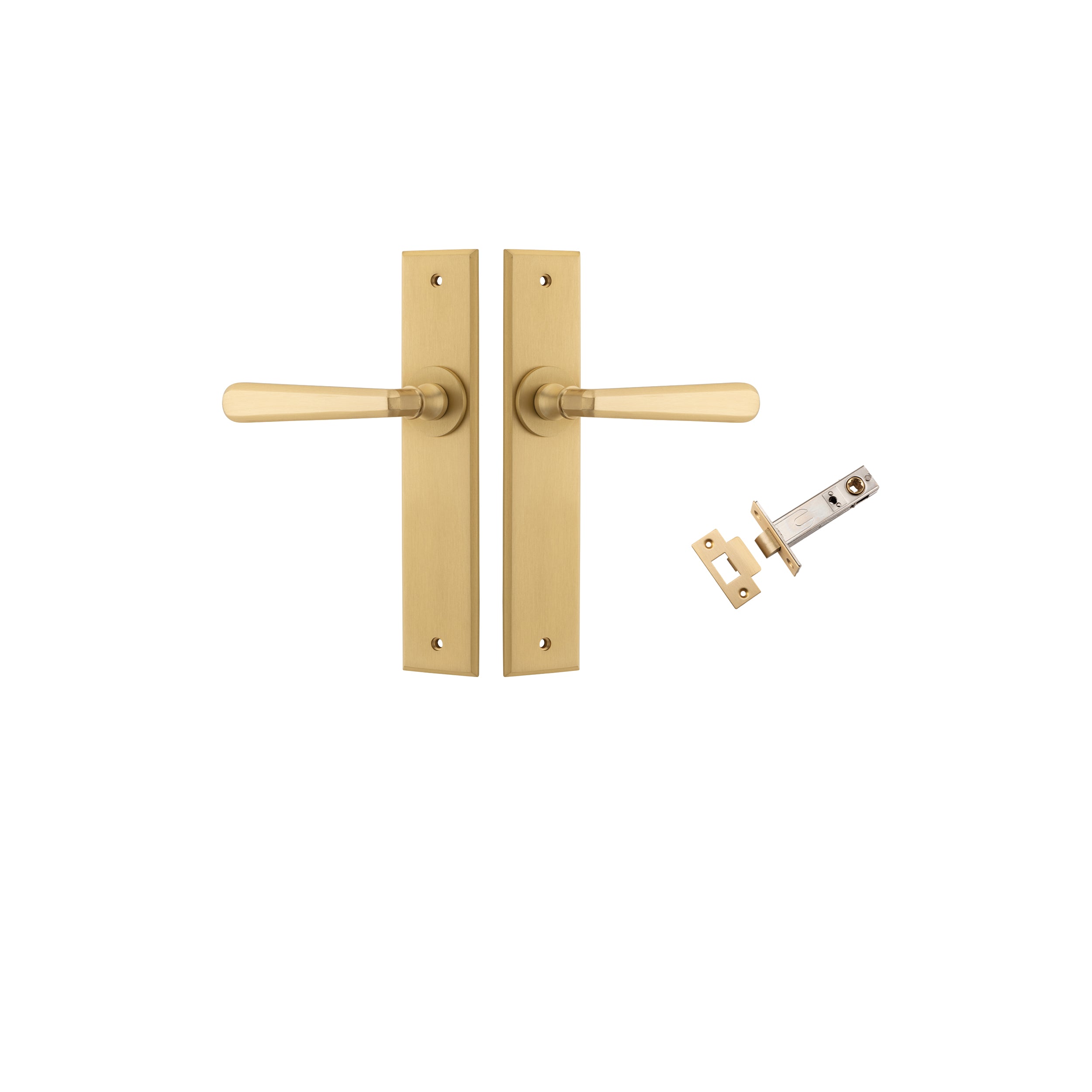 Copenhagen Lever - Chamfered Backplate Privacy Kit with Privacy Turn Satin Brass / Solid Brass
