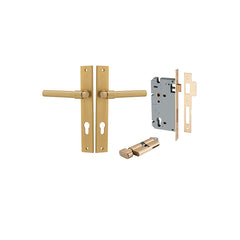 Helsinki Lever - Rectangular Backplate Entrance Kit with High Security Lock Satin Brass / Solid Brass