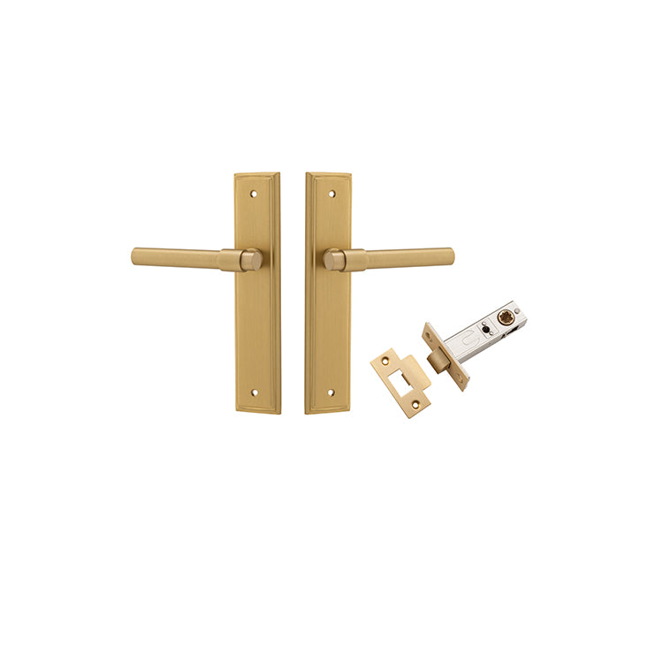 Helsinki Lever - Stepped Backplate Passage Kit Satin Brass / Solid Brass
