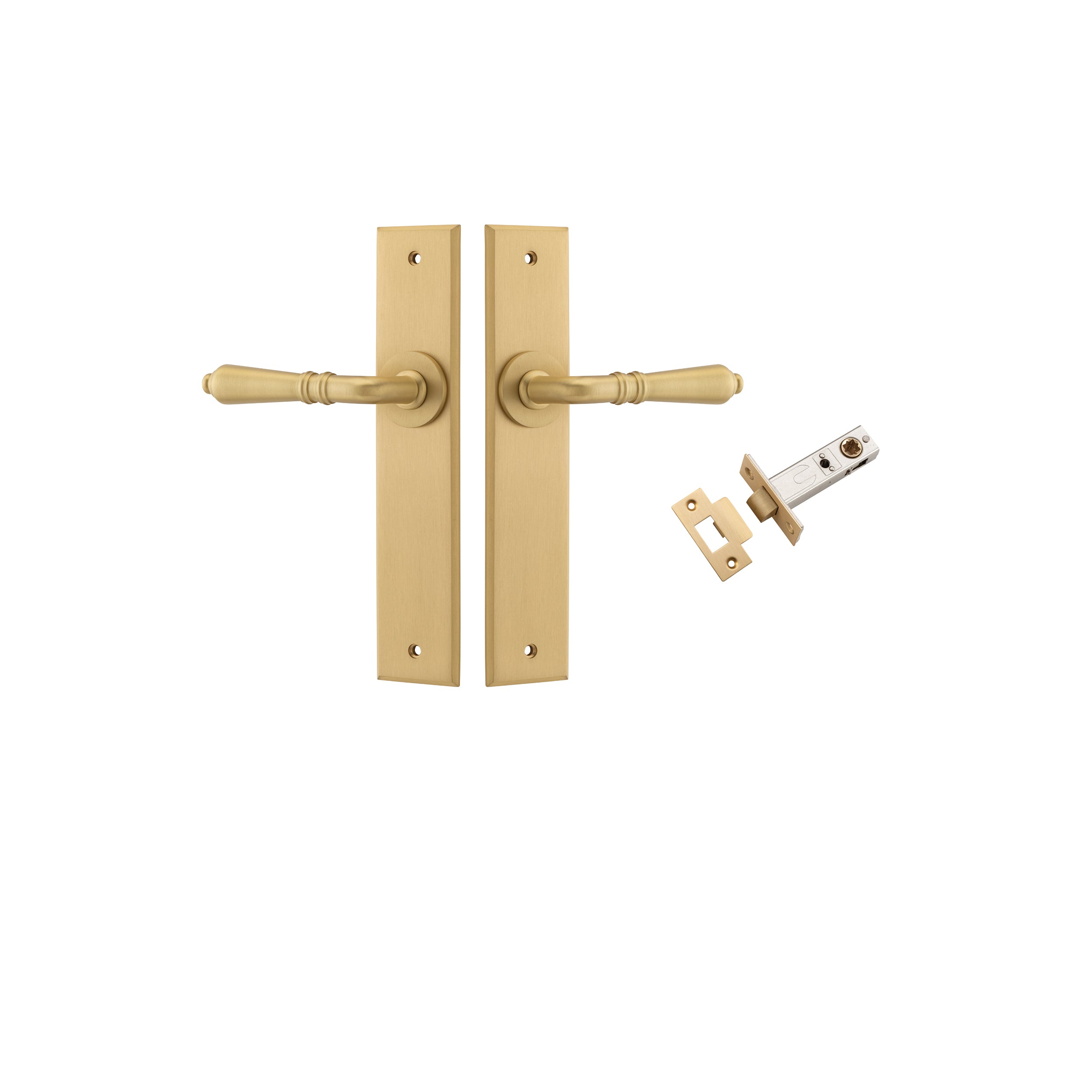 Sarlat Lever - Chamfered Backplate Passage Kit Satin Brass / Solid Brass