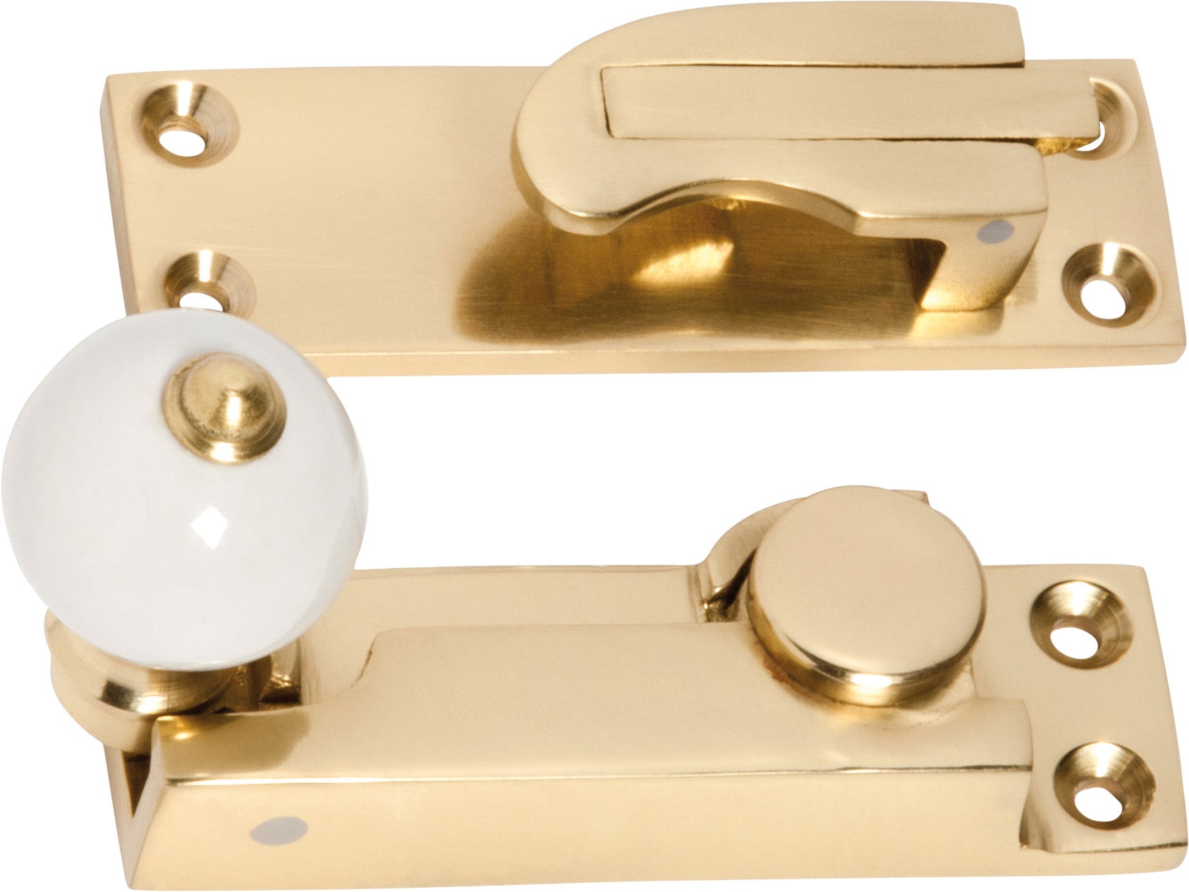 Porcelain Ball Sash Fastener Polished Brass