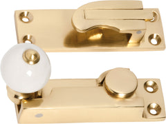 Porcelain Ball Sash Fastener Polished Brass