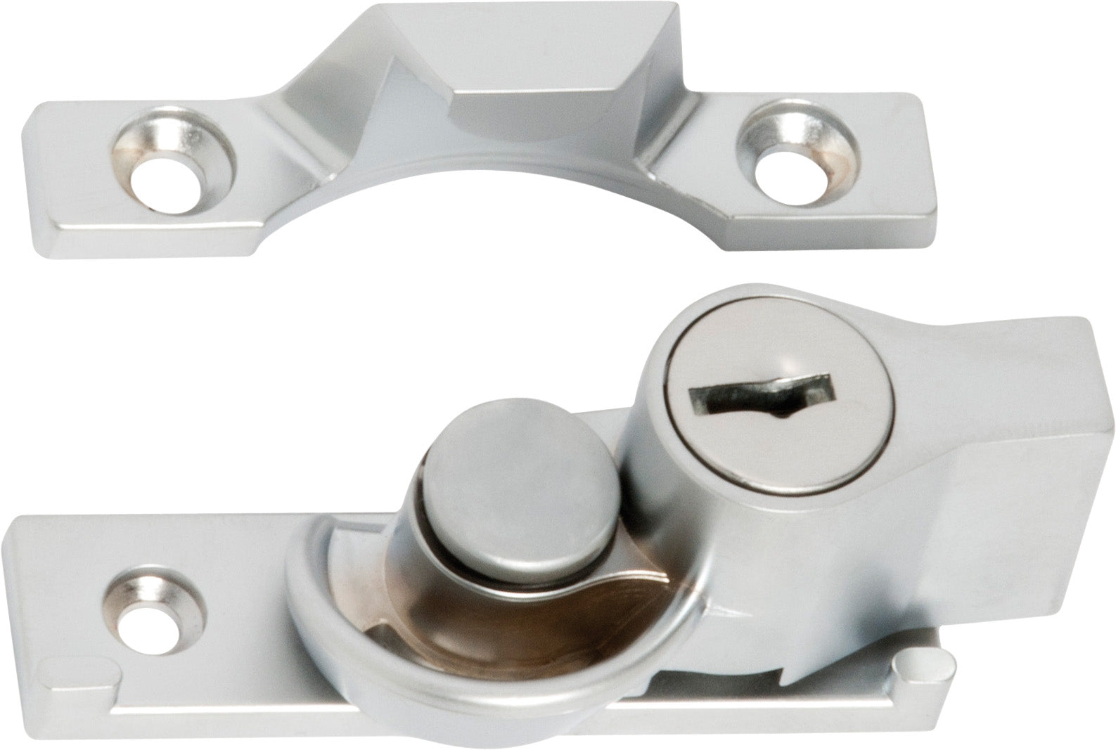 Key Operated Narrow Locking Sash Fastener Satin Chrome