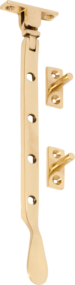 Base Fix Casement Stay Polished Brass / L200mm