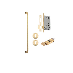 Brunswick Pull Handle - 600mm Entrance Kit with Separate High Security Lock Brushed Gold PVD / Solid Brass