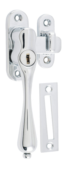 Locking Casement Fastener - Left Hand Chrome Plated
