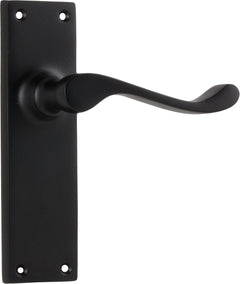 Victorian Lever - Long Backplate Matt Black / Latch | Passage
