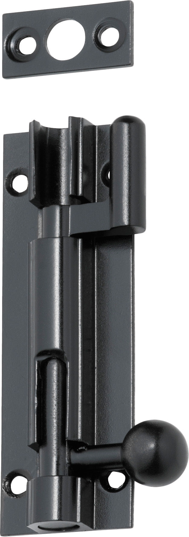 Barrel Bolt Matt Black / Offset L75mm