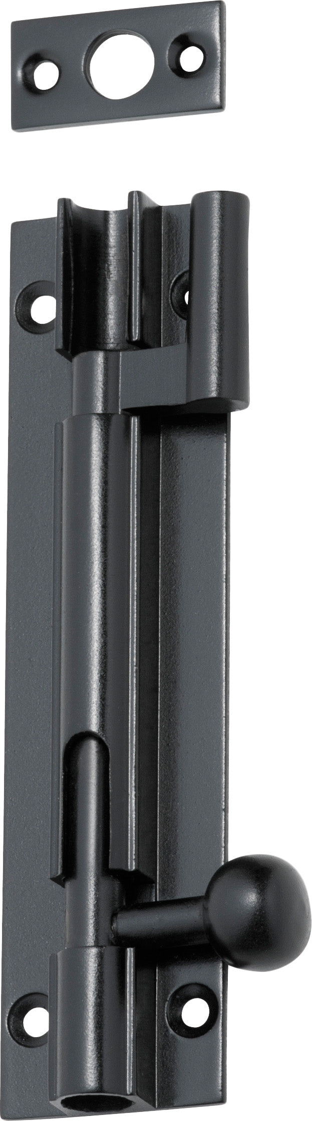 Barrel Bolt Matt Black / Offset L100mm