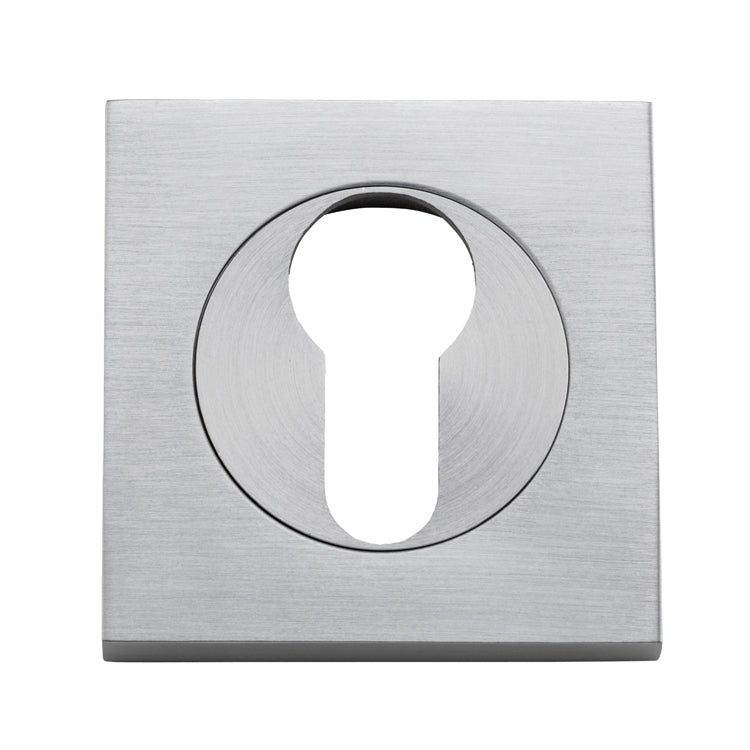 Euro Escutcheons -  Square Satin Chrome / Solid Brass
