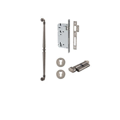 Sarlat Pull Handle - 600mm Entrance Kit with Separate High Security Lock Rumbled Nickel / Solid Brass