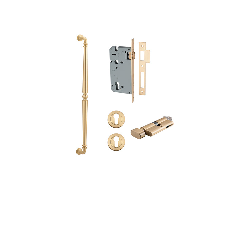Sarlat Pull Handle - 600mm Entrance Kit with Separate High Security Lock Satin Brass / Solid Brass