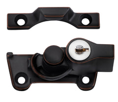 Wide Base Key Operated Locking Sash Fastener Antique Copper