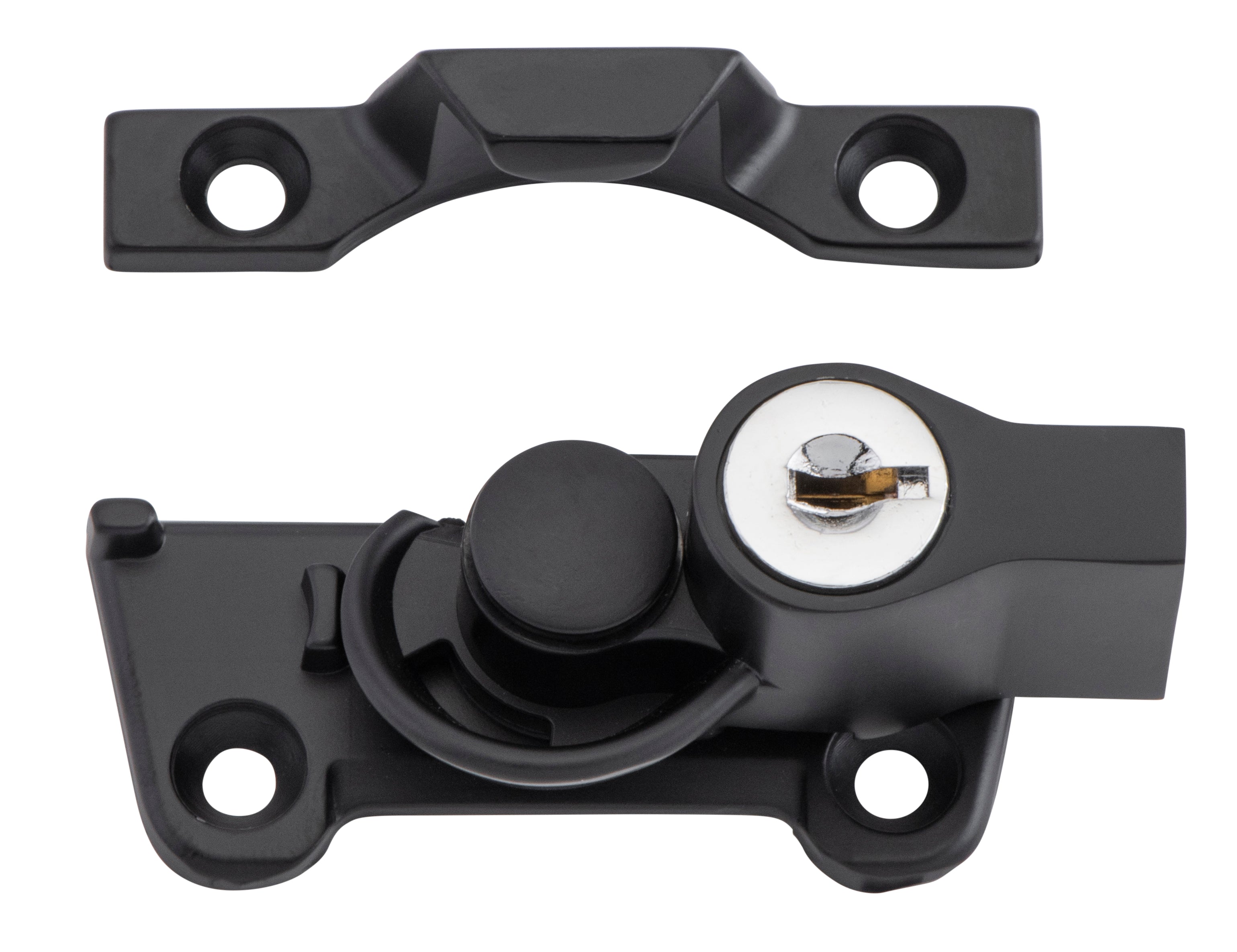 Wide Base Key Operated Locking Sash Fastener Matt Black
