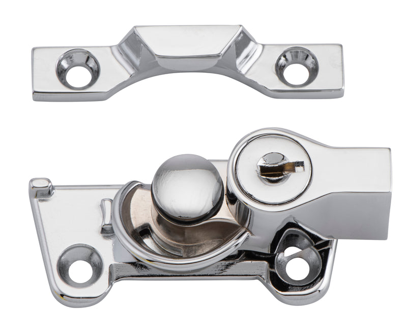 Wide Base Key Operated Locking Sash Fastener Chrome Plated