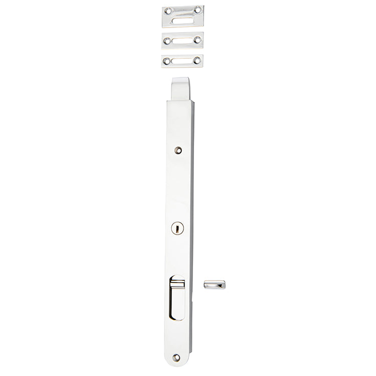 Locking Flush Bolt - 300mm Chrome Plated / Solid Brass