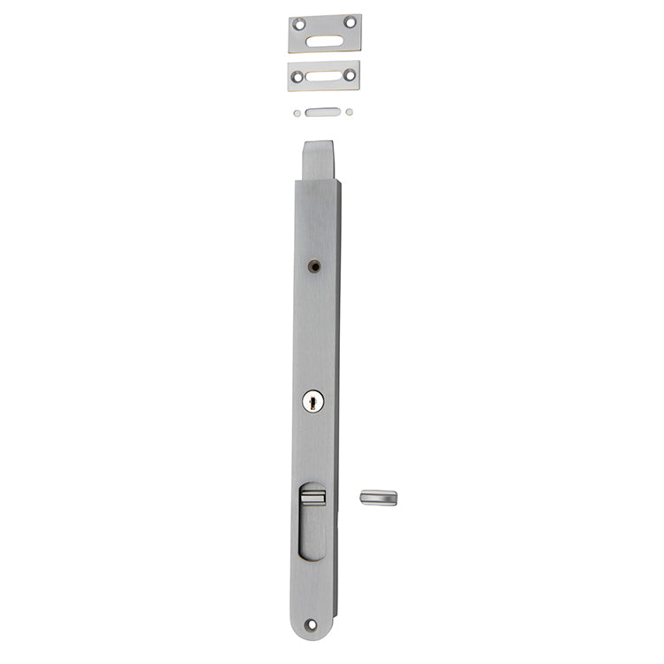 Locking Flush Bolt - 300mm Satin Chrome / Solid Brass