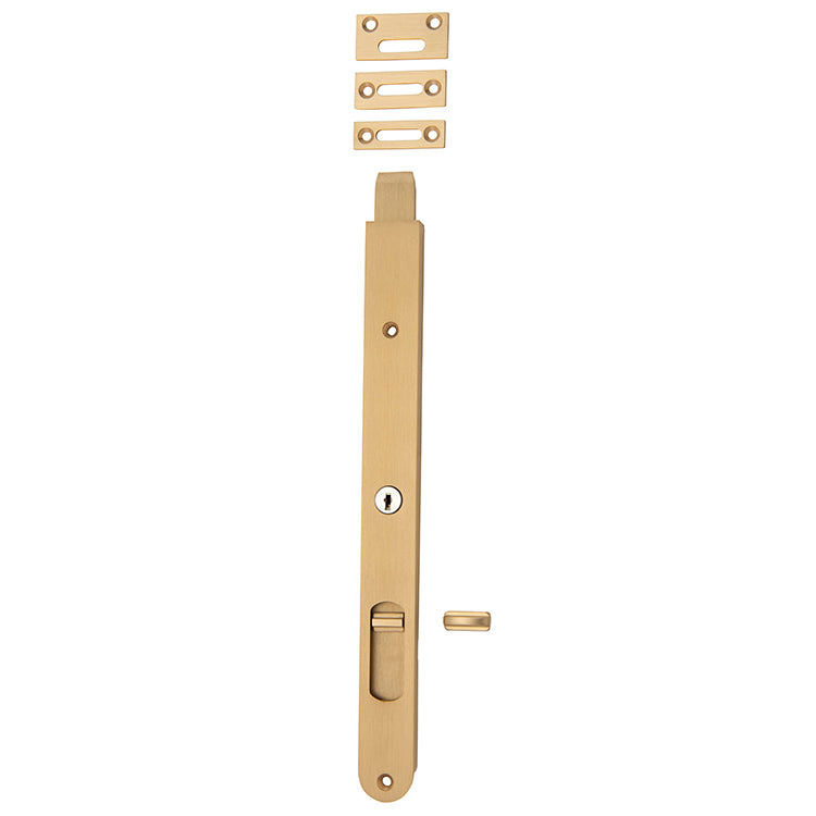 Locking Flush Bolt - 300mm Satin Brass / Solid Brass