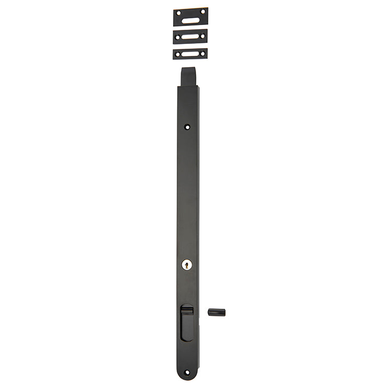 Locking Flush Bolt - 400mm Matt Black / Solid Brass