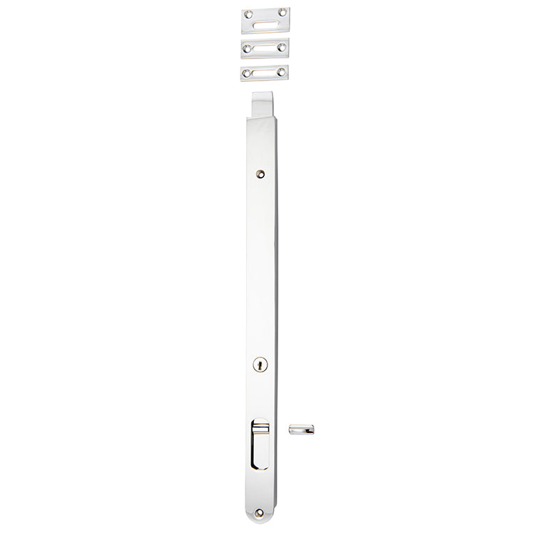 Locking Flush Bolt - 400mm Chrome Plated / Solid Brass