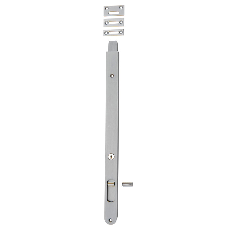 Locking Flush Bolt - 400mm Satin Chrome / Solid Brass