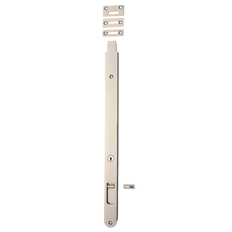 Locking Flush Bolt - 400mm Satin Nickel / Solid Brass