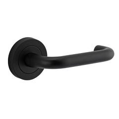 Oslo Lever - Round Rose Matt Black / Solid Brass