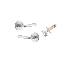 Oslo Lever - Round Rose (Inbuilt Privacy) Satin Chrome / Solid Brass