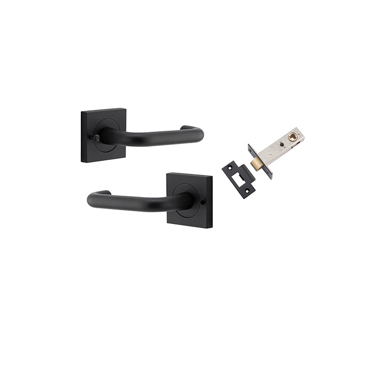 Oslo Lever - Square Rose (Inbuilt Privacy) Matt Black / Solid Brass