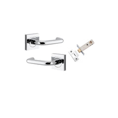 Oslo Lever - Square Rose (Inbuilt Privacy) Chrome Plated / Solid Brass