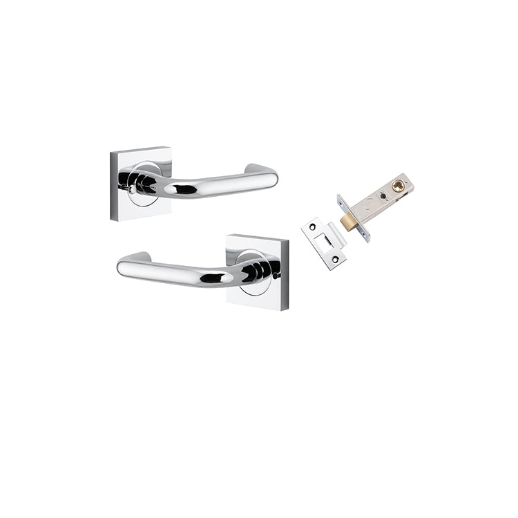 Oslo Lever - Square Rose (Inbuilt Privacy) Chrome Plated / Solid Brass