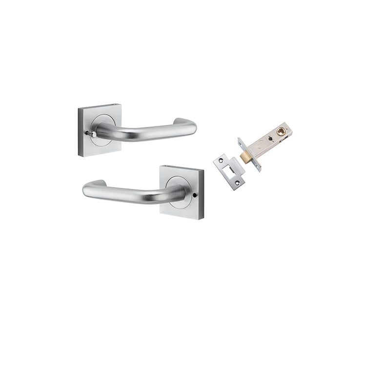 Oslo Lever - Square Rose (Inbuilt Privacy) Satin Chrome / Solid Brass