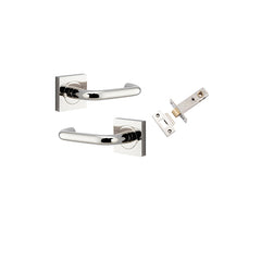 Oslo Lever - Square Rose (Inbuilt Privacy) Polished Nickel / Solid Brass