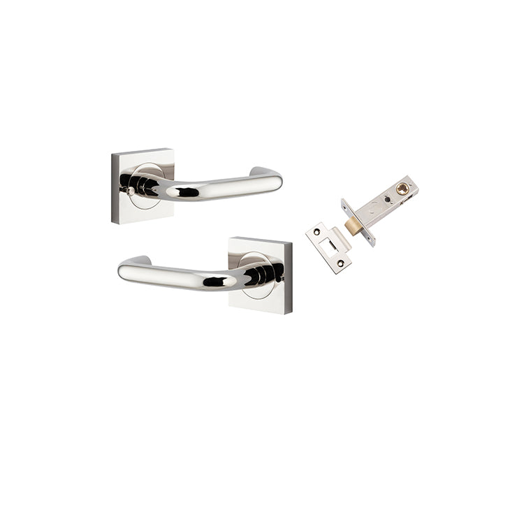 Oslo Lever - Square Rose (Inbuilt Privacy) Polished Nickel / Solid Brass