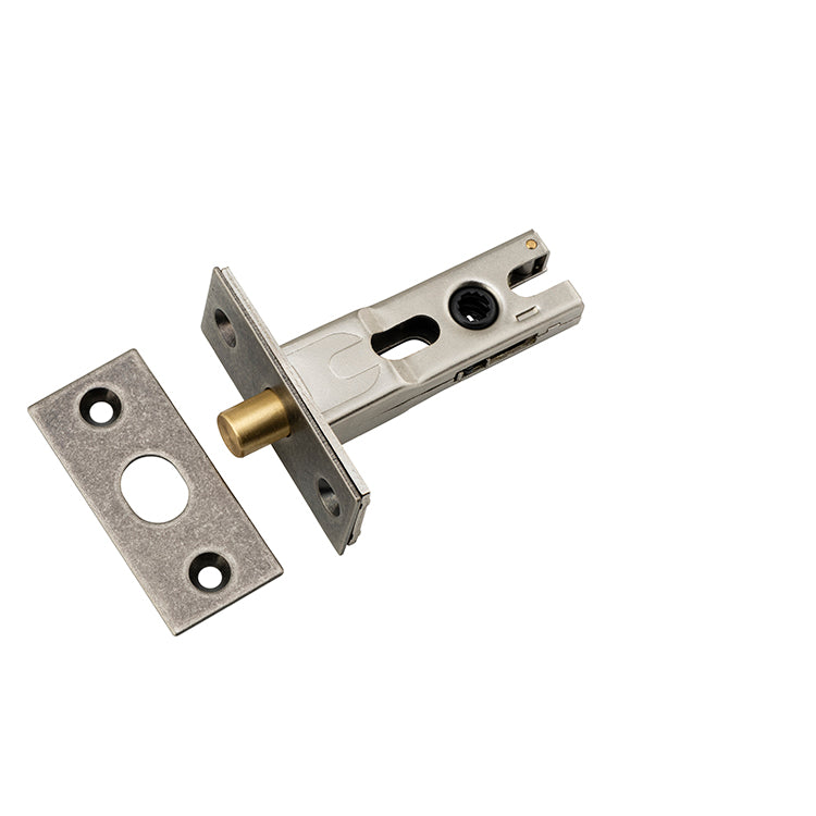 Privacy Bolt - Round - 45mm Backset Rumbled Nickel / Steel & Sheet Brass