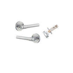 Helsinki Lever - Round Rose (Inbuilt Privacy) Satin Chrome / Solid Brass