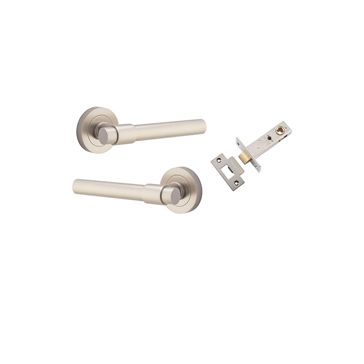 Helsinki Lever - Round Rose Passage Kit Satin Nickel / Solid Brass