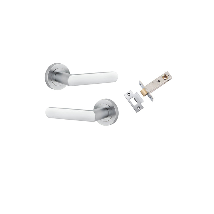 Osaka Lever - Round Rose Passage Kit Satin Chrome / Solid Brass